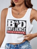 Camiseta Bad Influence Cropped Má Incluencia Crop Top Soltinha - No Sense