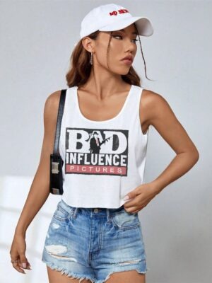 Camiseta Bad Influence Cropped Má Incluencia Crop Top Soltinha (6)