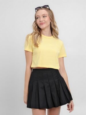 Camiseta Cropped Amarelo Pastel Liso Sem Estampa Soltinho - No Sense (4)