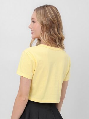 Camiseta Cropped Amarelo Pastel Liso Sem Estampa Soltinho - No Sense (5)