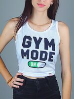Camiseta Cropped Regata Mode On Academia Soltinha Crop Top Tank Gym - No Sense