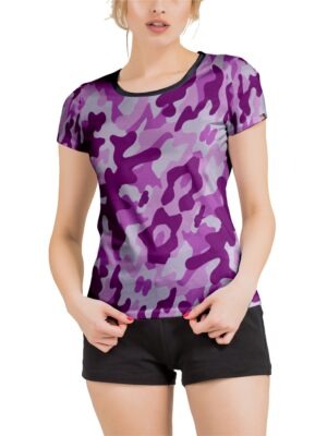 Camiseta Esportiva Feminina Babylook Dry Fit Camuflado Rosa - TOTAL - No Sense (3)