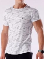 Camiseta Esportiva Fitness Camuflado Dry Fit Branco