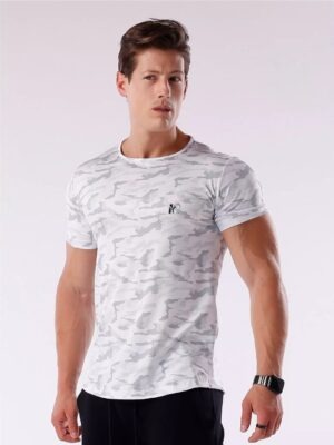 Camiseta Esportiva Fitness Camuflado Dry Fit Branco (02)