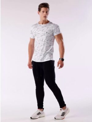 Camiseta Esportiva Fitness Camuflado Dry Fit Branco (04)