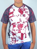 Camiseta Estampa Abstrato Vermelho Raglan Dry Slim - NO SENSE