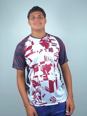 Camiseta Estampa Abstrato Vermelho Raglan Dry Slim - NO SENSE (5)