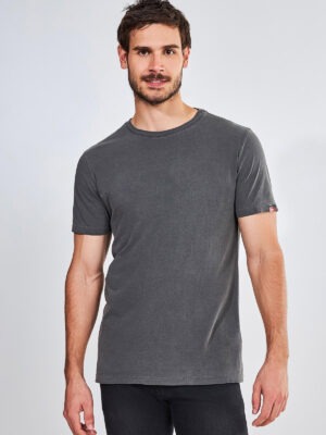 Camiseta Estonada Chumbo Mescla Lisa Grafite T-Shirt Tee - No Sense (4)