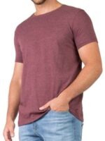 Camiseta Estonada Marsala Mescla Lisa T-Shirt Tee Slim Convencional