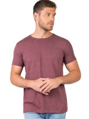 Camiseta Estonada Marsala Mescla Lisa T-Shirt Tee Slim Convencional (02)