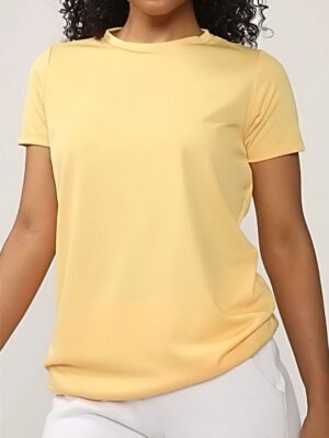 Camiseta Feminina Babylook Amarelo Pastel Básico Lisa Sem Estampa - No Sense