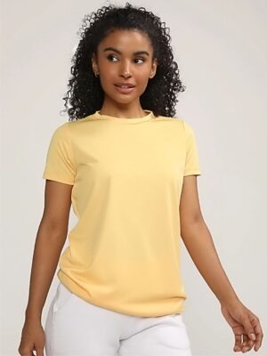 Camiseta Feminina Babylook Amarelo Pastel Básico Lisa Sem Estampa - No Sense (2)