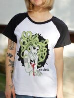 Camiseta Feminina Babylook Raglan Medusa Cute - No Sense