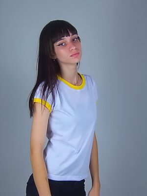 Camiseta Feminina Babylook Ringer Tee Amarela (3)