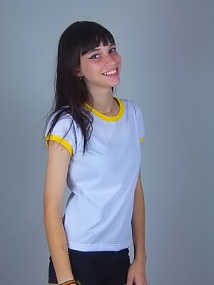 Camiseta Feminina Babylook Ringer Tee Amarela (4)