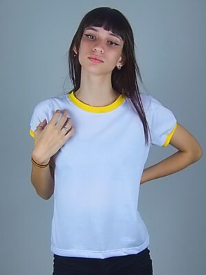 Camiseta Feminina Babylook Ringer Tee Amarela (6)