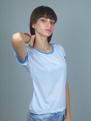 Camiseta Feminina Babylook Ringer Tee Azul_ (5)
