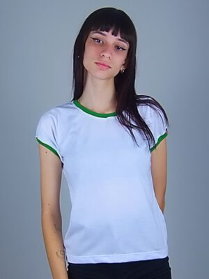 Camiseta Feminina Babylook Ringer Tee Verde (1)