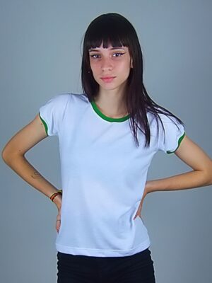 Camiseta Feminina Babylook Ringer Tee Verde (2)