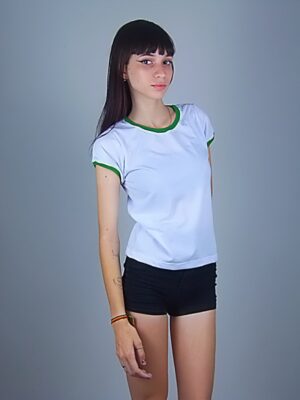 Camiseta Feminina Babylook Ringer Tee Verde (3)