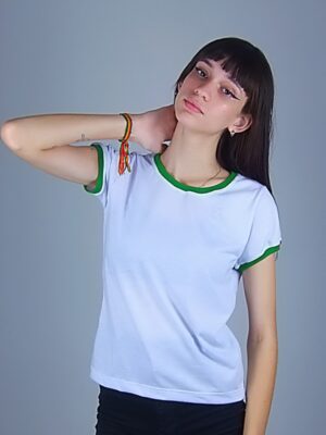 Camiseta Feminina Babylook Ringer Tee Verde (6)