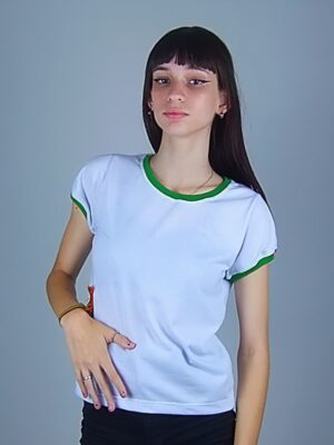 Camiseta Feminina Babylook Ringer Tee Verde (7)