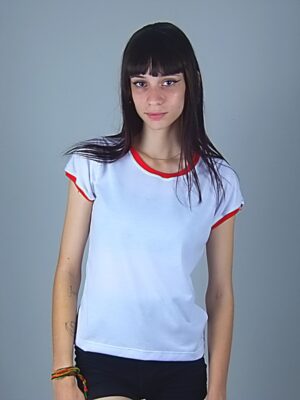 Camiseta Feminina Babylook Ringer Tee Vermelho (1)
