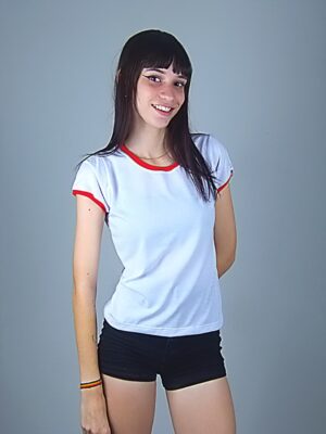 Camiseta Feminina Babylook Ringer Tee Vermelho (2)