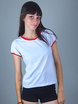 Camiseta Feminina Babylook Ringer Tee Vermelho (3)