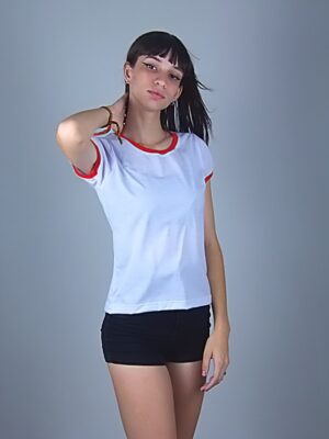 Camiseta Feminina Babylook Ringer Tee Vermelho (5)