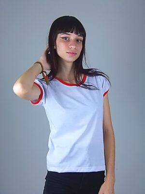 Camiseta Feminina Babylook Ringer Tee Vermelho (7)