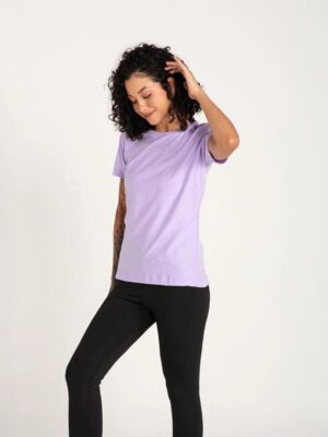 Camiseta Feminina Lilás Babylook Lisa Sem Estampa Básica (03)