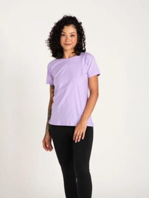 Camiseta Feminina Lilás Babylook Lisa Sem Estampa Básica (04)
