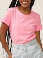 Camiseta Feminina Rosa Babylook Lisa Sem Estampa Básica - No Sense