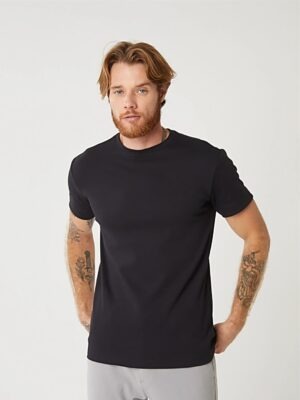 Camiseta Preta 100% Algodão Slim Lisa Sem Estampa Manga Curta Tee - No Sense (3)