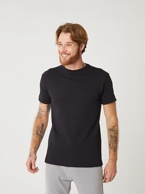 Camiseta Preta 100% Algodão Slim Lisa Sem Estampa Manga Curta Tee - No Sense (4)