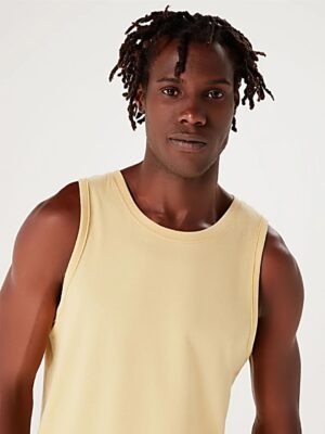 Camiseta Regata Amarelo Claro Lisa Sem Estampa (02)