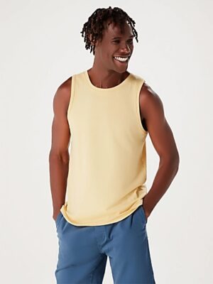 Camiseta Regata Amarelo Claro Lisa Sem Estampa (03)