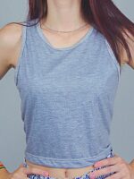 Camiseta Regata Cinza Crop Top Cropped Soltinho Regatinha Lisa - No Sense