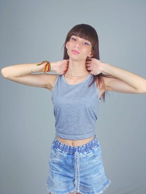 Camiseta Regata Cinza Crop Top Cropped Soltinho Regatinha Lisa_ (2)