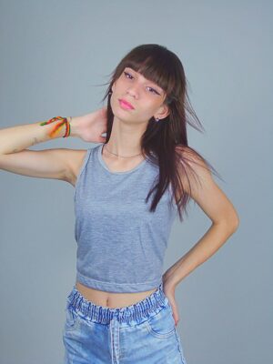 Camiseta Regata Cinza Crop Top Cropped Soltinho Regatinha Lisa_ (4)