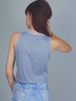 Camiseta Regata Cinza Crop Top Cropped Soltinho Regatinha Lisa_ (6)