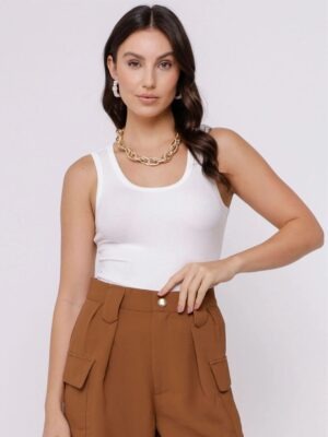 Camiseta Regata Feminina Babylook Básica Sem Estampa Branco (3)