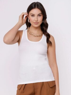 Camiseta Regata Feminina Babylook Básica Sem Estampa Branco (4)