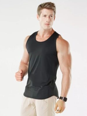 Camiseta Regata Fitness Esportiva Dry Fit Preto Lisa Sem Estampas (02)
