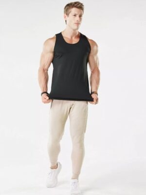 Camiseta Regata Fitness Esportiva Dry Fit Preto Lisa Sem Estampas (04)