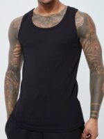 Camiseta Regata Masculino 100% Algodão Slim Preta Lisa Tee - No Sense