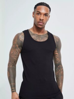 Camiseta Regata Masculino 100% Algodão Slim Preta Lisa Tee - No Sense (8)