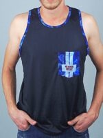 Camiseta Regata Preta Com Bolso Estampado BluT-Shirt Tee - No Sense