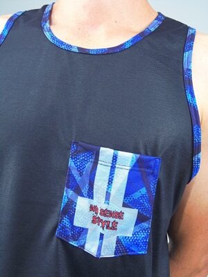 Camiseta Regata Preta Com Bolso Estampado BluT-Shirt Tee (1)